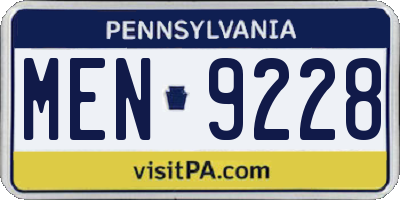PA license plate MEN9228