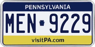 PA license plate MEN9229
