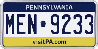 PA license plate MEN9233