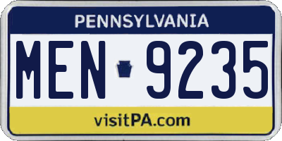 PA license plate MEN9235