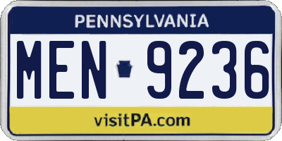 PA license plate MEN9236