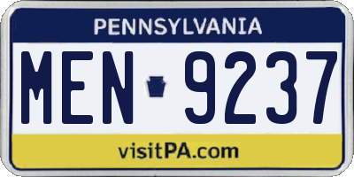PA license plate MEN9237