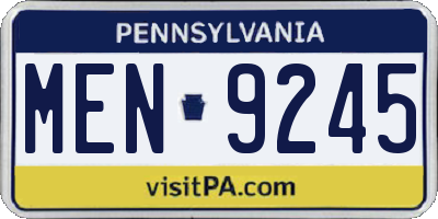 PA license plate MEN9245