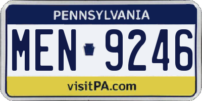 PA license plate MEN9246