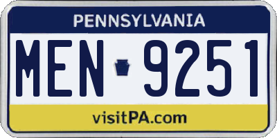 PA license plate MEN9251