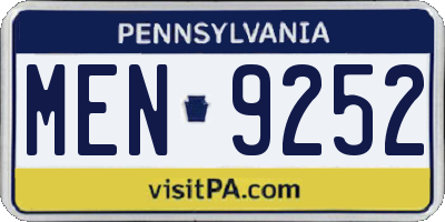 PA license plate MEN9252