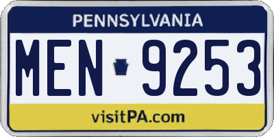 PA license plate MEN9253