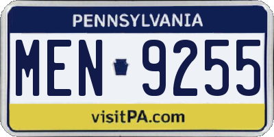 PA license plate MEN9255