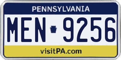 PA license plate MEN9256
