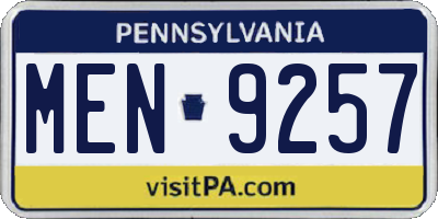 PA license plate MEN9257