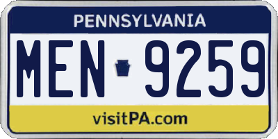 PA license plate MEN9259