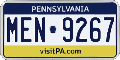PA license plate MEN9267
