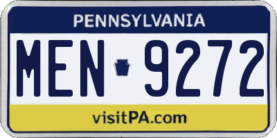 PA license plate MEN9272