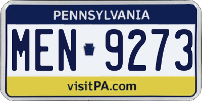 PA license plate MEN9273