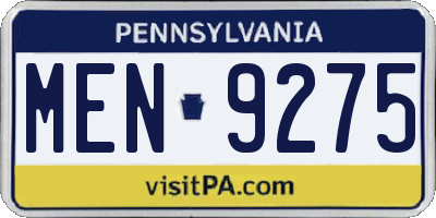 PA license plate MEN9275