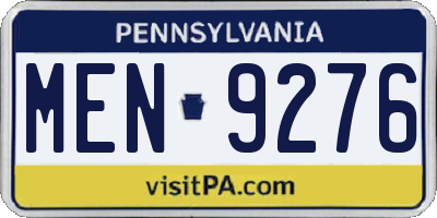 PA license plate MEN9276