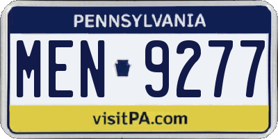 PA license plate MEN9277