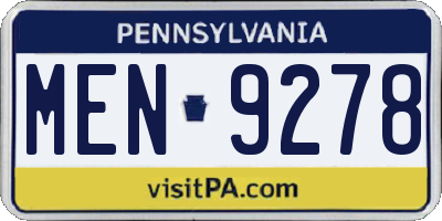 PA license plate MEN9278