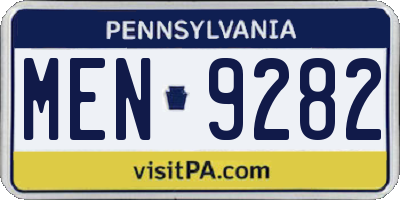 PA license plate MEN9282