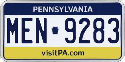 PA license plate MEN9283