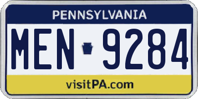 PA license plate MEN9284