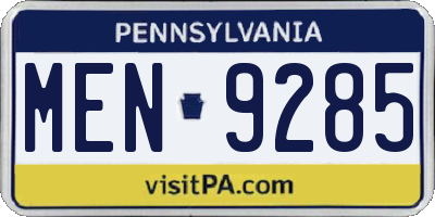 PA license plate MEN9285