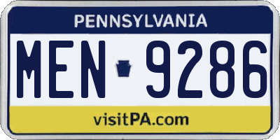 PA license plate MEN9286