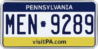 PA license plate MEN9289