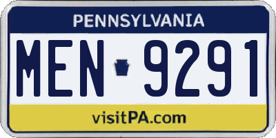 PA license plate MEN9291