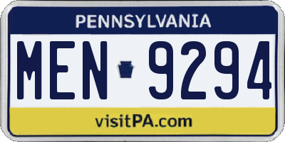 PA license plate MEN9294