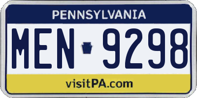 PA license plate MEN9298