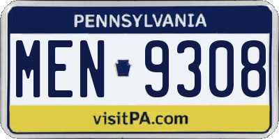 PA license plate MEN9308