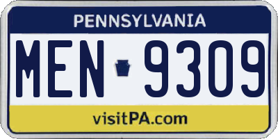 PA license plate MEN9309
