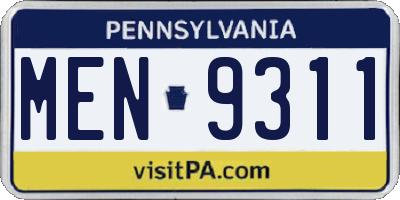 PA license plate MEN9311
