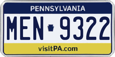 PA license plate MEN9322