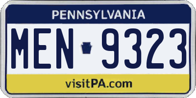 PA license plate MEN9323