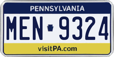 PA license plate MEN9324