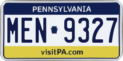 PA license plate MEN9327
