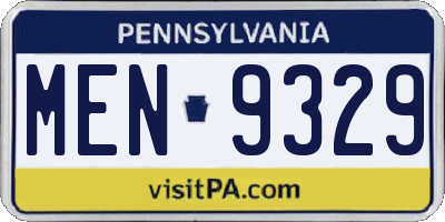 PA license plate MEN9329