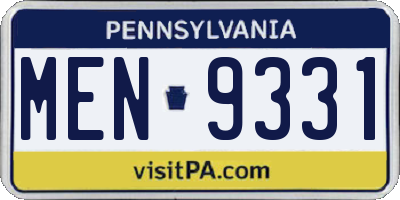 PA license plate MEN9331