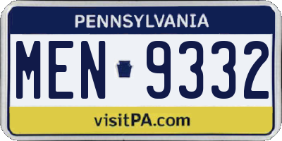 PA license plate MEN9332