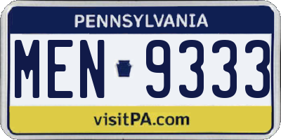 PA license plate MEN9333