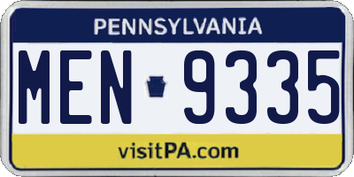 PA license plate MEN9335