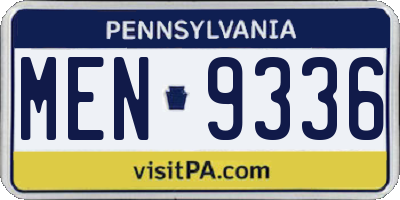 PA license plate MEN9336