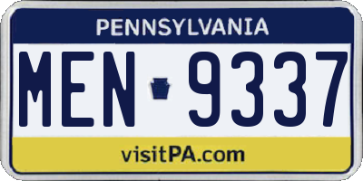 PA license plate MEN9337