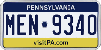 PA license plate MEN9340