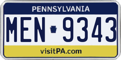 PA license plate MEN9343