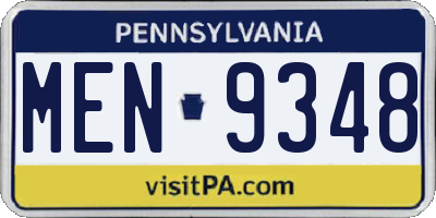 PA license plate MEN9348