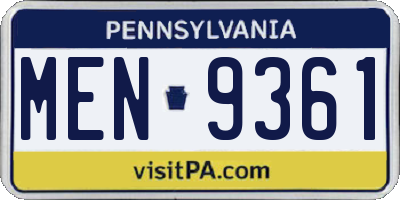 PA license plate MEN9361