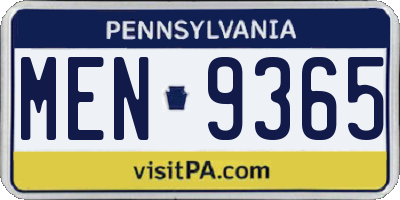 PA license plate MEN9365